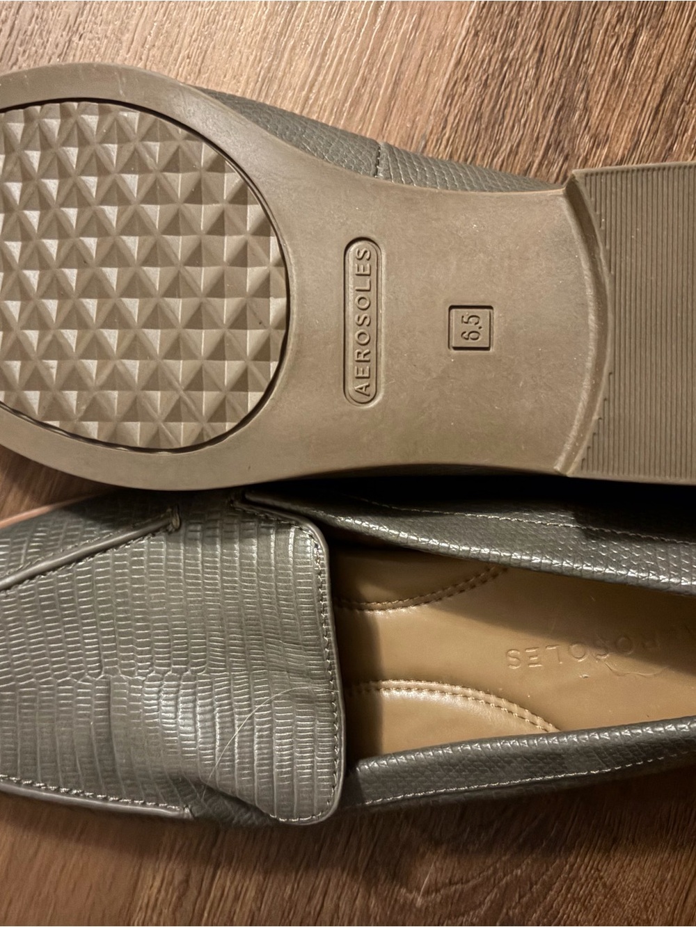 AEROSOLES Gray Lizard-Texture Slip-On Loafers